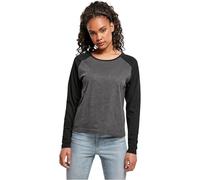 Urban Classics Women's Ladies Contrast Raglan Longsleeve T-Shirt, Charcoal/Black, XL