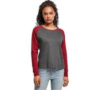 Urban Classics Women's Ladies Contrast Raglan Longsleeve T-Shirt, Charcoal/Burgundy, S