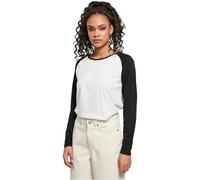 Urban Classics Women's Ladies Contrast Raglan Longsleeve T-Shirt, White/Black, 3XL