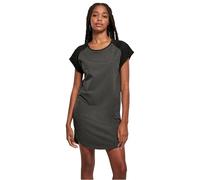 Urban Classics Women's Contrast Raglan Tee Dress - Casual, Charcoal/Black, M