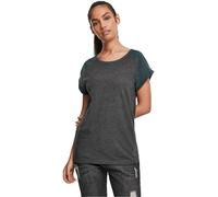 Urban Classics Women's Ladies Contrast Raglan Tee T Shirt, Multicolour (Charcoal/Bottle Green 02251), L UK