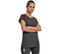 Urban Classics Women's Ladies Contrast Raglan Tee T-Shirt, Multicolour (Charcoal/Redwine 02252), Xx-Large