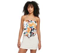 Urban Classics Women's Ladies Cropped AOP Satin Triangle Top T-Shirt, Magicmango Abstract, Large