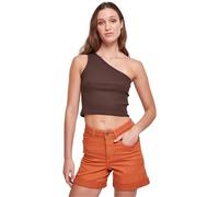 Urban Classics Women's Ladies Cropped Asymmetric Top Cami Shirt, Brown, XL