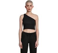 Urban Classics Women's Ladies Cropped Asymmetric TopSports Tank Top, Black (Black 00007), L