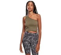 Urban Classics Women's Ladies Cropped Asymmetric TopSports Tank Top, Khaki, S