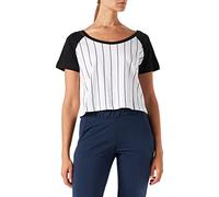 Urban Classics Women's Ladies Cropped Baseball Tee T-Shirt, Multicoloured (White/Black 224), XS
