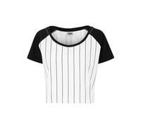 Urban Classics Women's Ladies Cropped Baseball Tee T-Shirt, Multicoloured (White/Black 224), XS