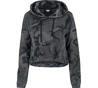 Urban Classics Women's Ladies Cropped Hoody Hooded Sweatshirt, Dark Camo, S