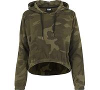 Urban Classics Women's Ladies Cropped Hoody Hooded Sweatshirt, Olive (Olive Camo), M