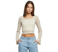 Urban Classics Women's Ladies Cropped Lace Longsleeve T-Shirt, Softseagrass,