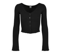 Urban Classics Women's Ladies Cropped Rib Cardigan Sweatshirt, Black, S