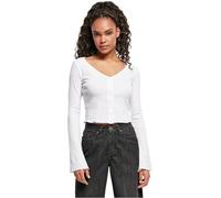 Urban Classics Women's Ladies Cropped Rib Cardigan Sweatshirt, White, L