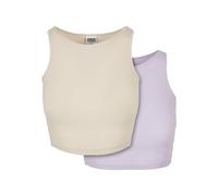 Urban Classics Women's Ladies Cropped Rib Top 2-Pack T-Shirt, Softseagrass+Lilac, XS