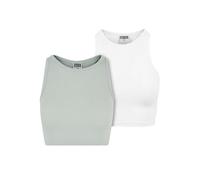 Urban Classics Women's Ladies Cropped Rib Top 2-Pack Undershirt, Frostmint + White, S