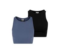 Urban Classics Women's Ladies Cropped Rib Top 2-Pack Undershirt, Vintage Blue + Black, XXL
