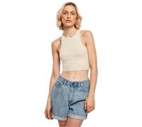 Urban Classics Women's Ladies Cropped Rib Top T-Shirt, Beige, Large
