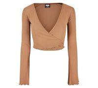 Urban Classics Women's Ladies Cropped Rib Wrapped Longsleeve T-Shirt, Dark Taupe, XXXL