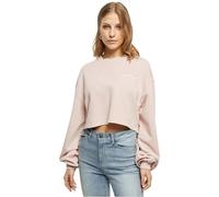 Urban Classics Women's Ladies Cropped Small Embroidery Terry Crewneck Sweatshirt, Pink, S