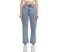 Urban Classics Women's Ladies Cropped Straight Leg Denim Pants Trouser, Tinted Lightblue Washed, 6