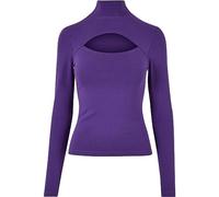 Urban Classics Women's Ladies Cut-Out Turtleneck Longsleeve T-Shirt, Realviolet, XS