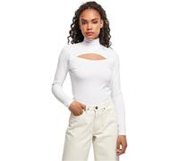 Urban Classics Women's Ladies Cut-out Turtleneck Longsleeve T Shirt, White, S UK