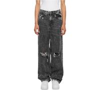 Urban Classics Women's Ladies Distressed 90's Wide Leg Denim Pants Pants, Black Charcoal Washed,
