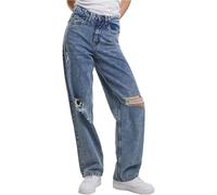 Urban Classics Women's Ladies Distressed 90's Wide Leg Denim Pants, Vintage lightblue Washed, L