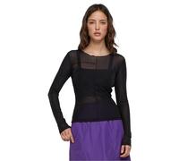 Urban Classics Women's Ladies Exposed Seam Mesh Longsleeve T-Shirt, Black, XXL