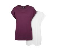 Urban Classics Women's Ladies Extended Shoulder Tee 2-pack T-Shirt, White+cherry, S