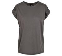 Urban Classics Women's Ladies Extended Shoulder Tee Basic Capsleeves, Shortsleeve T-Shirt Top with Crew Neck, darkshadow, 3XL