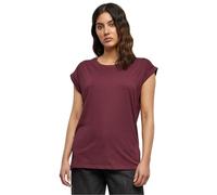 Urban Classics Women's Ladies Extended Shoulder Tee Basic T Shirt with Capsleeves Shortsleeve T Shirt Top Crew Neck, Cherry, XXL UK