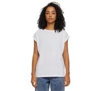 Urban Classics Women's Ladies Extended Shoulder Tee Basic T Shirt with Capsleeves Shortsleeve T Shirt Top Crew Neck, White, XL UK