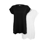 Urban Classics Women's Ladies Extended Shoulder Tee 2-pack T-Shirt, Black/White, 5XL