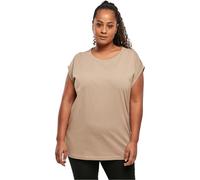 Urban Classics Womens Ladies Extended Shoulder Tee Basic T-Shirt With Capsleeves, Shortsleeve Top Crew Neck, Softtaupe, XL UK