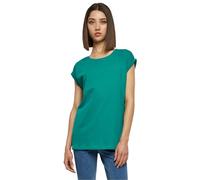 Urban Classics Women's Ladies Extended Shoulder Tee Basic Capsleeves, Shortsleeve T-Shirt Top with Crew Neck, Fresh Green, L