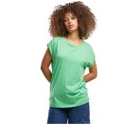 Urban Classics Women's Ladies Extended Shoulder Tee Basic Capsleeves, Shortsleeve T-Shirt Top with Crew Neck, ghostgreen, M