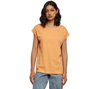 Urban Classics Women's Ladies Extended Shoulder Tee Basic Capsleeves, Shortsleeve T-Shirt Top with Crew Neck, Papaya, XS