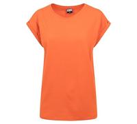 Urban Classics Women's Ladies Extended Shoulder Tee Basic Capsleeves, Shortsleeve T-Shirt Top with Crew Neck, Rust Orange, S