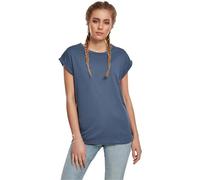 Urban Classics Women's Ladies Extended Shoulder Tee Basic Capsleeves, Shortsleeve T-Shirt Top with Crew Neck, vintageblue, S