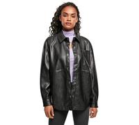 Urban Classics Women's Ladies Faux Leather Overshirt Shirt, Black, M