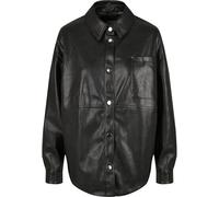 Urban Classics Women's Ladies Faux Leather Overshirt Shirt, Black, M