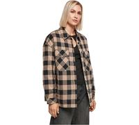 Urban Classics Women's Ladies Flanell Padded Overshirt Jacket, Black/softtaupe, S