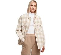 Urban Classics Women's Ladies Flanell Padded Overshirt Jacket, whitesand/lighttaupe, XL