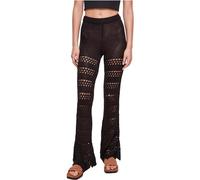 Urban Classics Women's Ladies Flared Crochet Knit Leggings Pants, Black, L