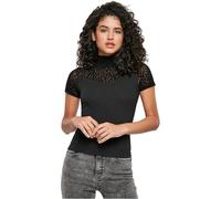Urban Classics Flock Lace Short Sleeve High Neck T-shirt Black L Women