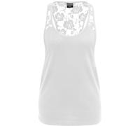 Urban Classics Women's Ladies Flower Laces Loose Tank Top, White (White 220), M