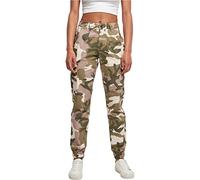 Urban Classics Women's Ladies High Waist Camo Cargo Pants Trouser, Duskrose Camo, 26