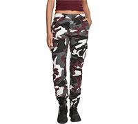 Urban Classics Women's Ladies High Waist Camo Cargo Pants Trouser, Multicolour (Wine Camo 02244), 28