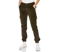 Urban Classics Women's Ladies High Waist Cargo Corduroy Pants Trouser, Dark Olive, L